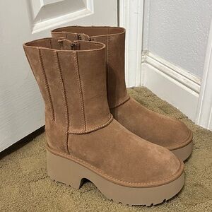 UGG Tan Suede Platform Heeled Boots